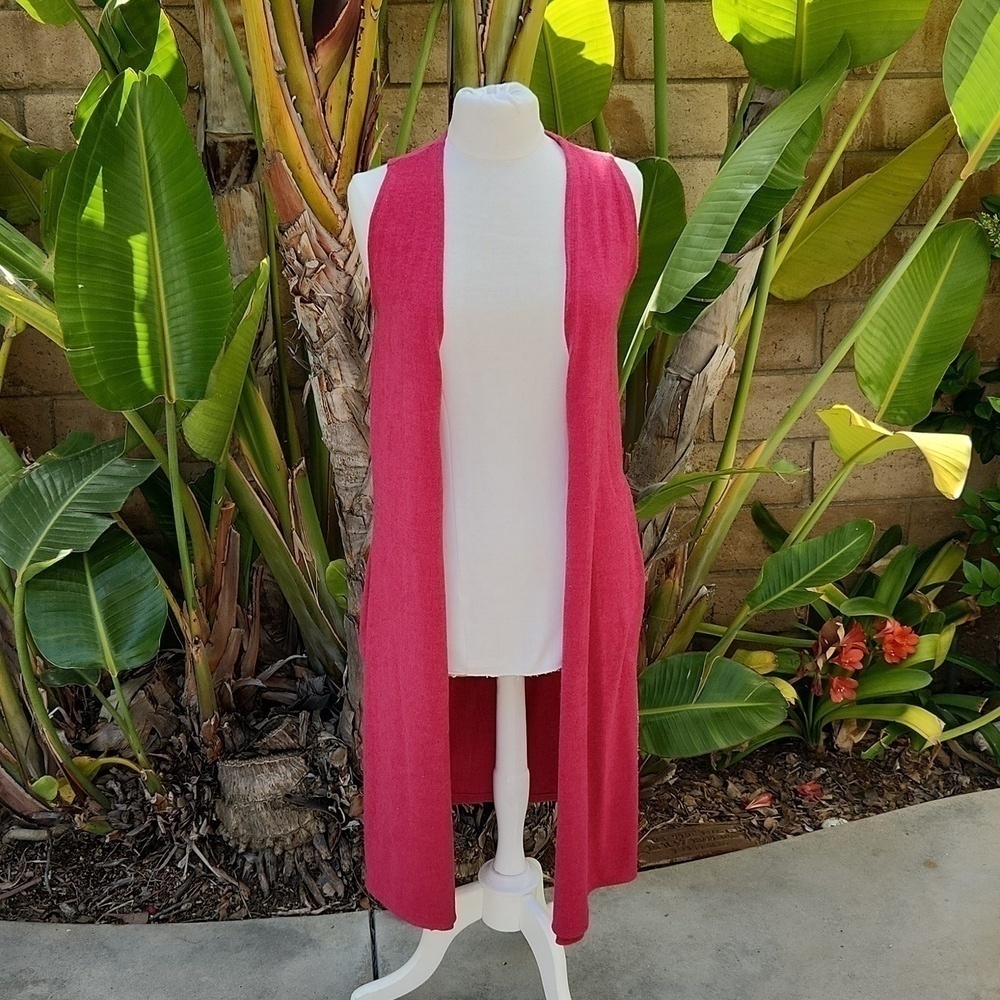 Lularoe extra small pink red Raspberry Joy duster vest